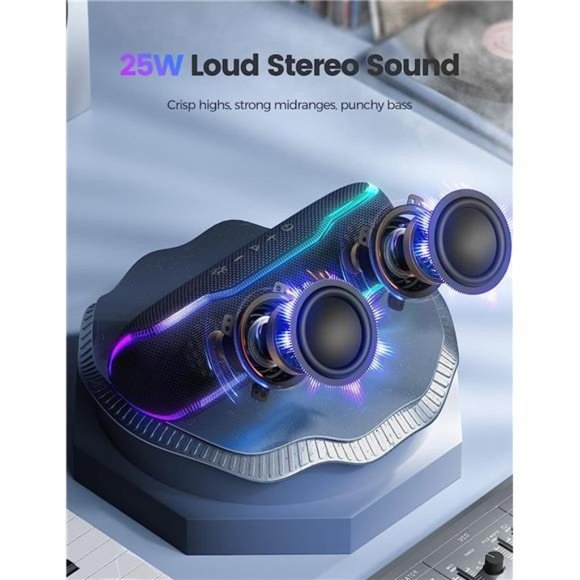 Portable Bluetooth Speaker,IPX7Waterproof WirelessSpeaker with Colorful Flashing - Picture 2 of 6